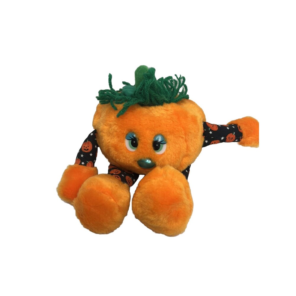 Vintage 1995 Plush Pumpkin Jack O Lantern Halloween Stuffed Toy